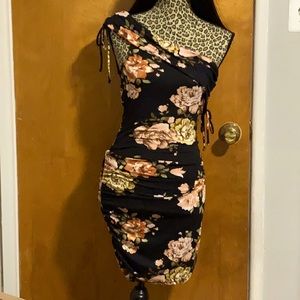 Black Floral off the shoulder dress